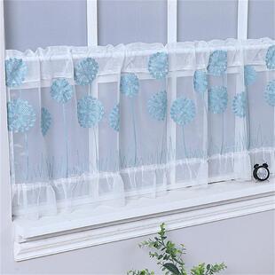 简易免打孔小窗户短纱帘阳台遮挡帘半截装饰清新柜帘书柜防尘挂帘