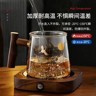 玻璃水杯 玻璃茶杯带盖子茶水分离功夫茶个人大容量家用过滤日式
