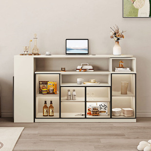 实木可移动吧台餐边柜一体家用靠墙旋转隔断柜客厅沙发后边长条桌