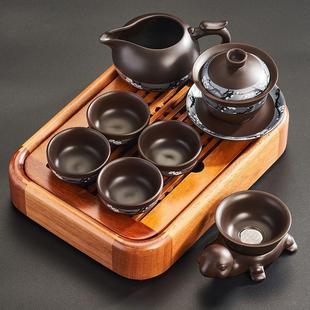 紫砂茶具套装 家用整套紫砂茶壶茶台茶盘新款 功夫茶杯小套装