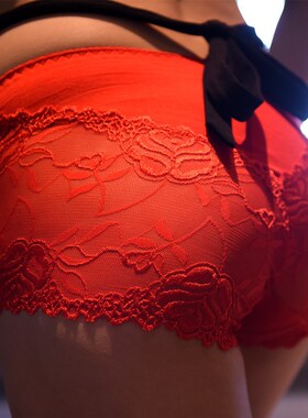 大码cd变装蕾丝花边伪娘cos内裤女装大佬软妹夜店男士三角裤