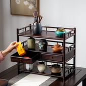 桌面茶具收纳架子小型博古架实木中式 茶室置物架复古茶杯壶架茶柜