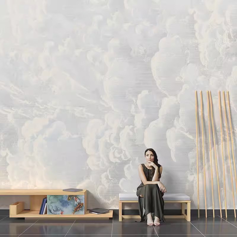 法式奶油风电视墙沙发背景墙壁纸壁布定制壁画2024新款Z大气高级