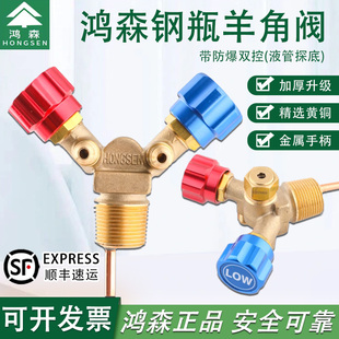 鸿森冷媒回收加注钢瓶阀门/高低压羊角阀/防爆冷媒瓶嘴子阀门