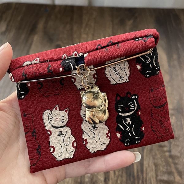 招财猫饭团卡包 布艺手工制 复古创意零钱包 日式和风  小物收纳