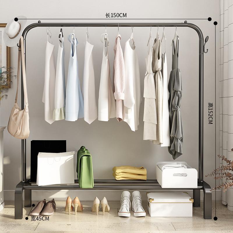 卧室落地衣架折叠晾衣架家用衣帽架阳台挂衣架室内简易双杆晾衣杆