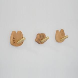 饰挂钩免打孔木质强力衣帽钩可爱儿童粘钩 实木动物挂衣钩墙壁装