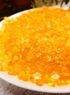 散装非天然人造黄水晶碎加色消磁摆件250g装聚宝铺花盆创意装饰品