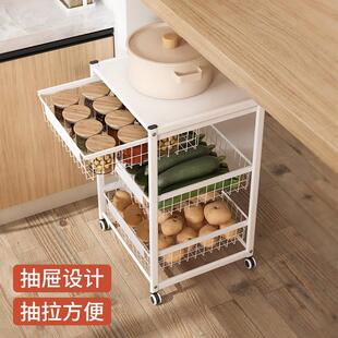 小推车置物架可移动落地料理台整体橱柜岛台拉篮厨房抽屉式果蔬收