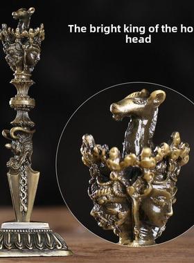博福金属普巴杵马头明王金刚降魔杵青铜色家用供奉大号带底座摆件