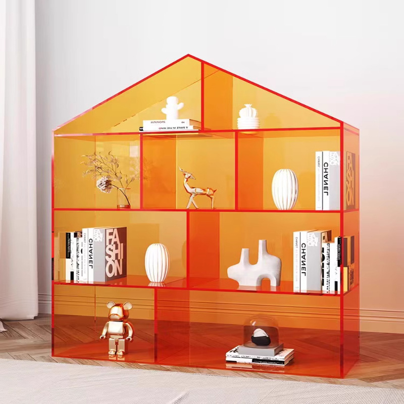 简约现代亚克力透明书架家用一体落地创意多层收纳客厅靠墙展柜