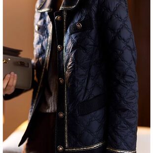 时尚刺绣小香风棉服女新款秋冬加厚外套欧洲站大码女装
