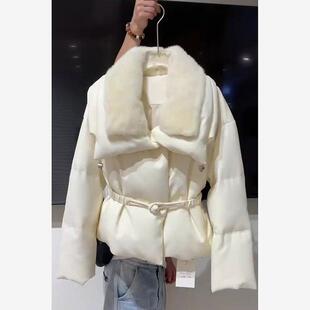 欧货独特别致设计感短款棉袄韩系小个子高级感白色棉服外套女秋冬