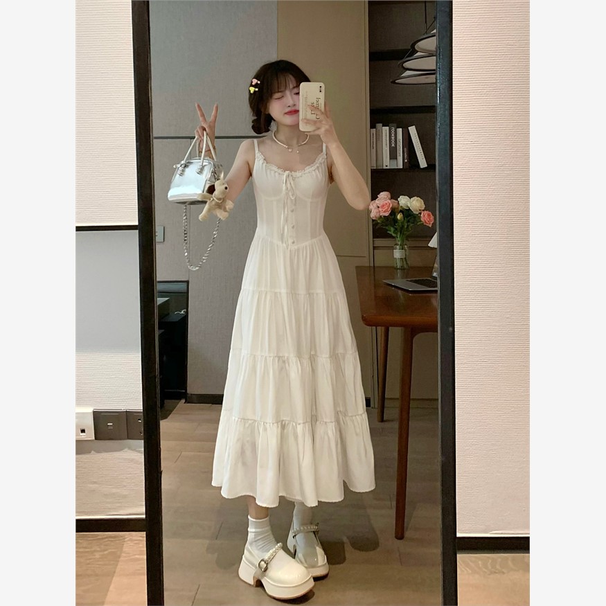 春夏早秋法式连衣裙女吊带裙女