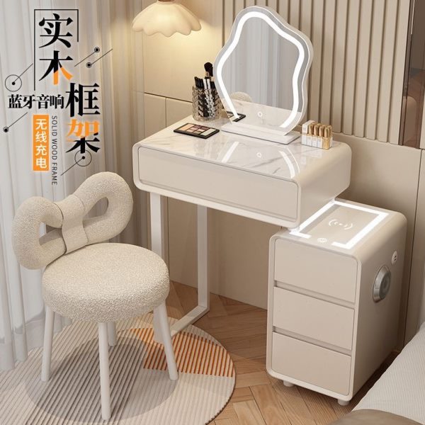奶油风小户型梳妆台卧室现代简约2023新款高档主卧斗柜一体化妆桌