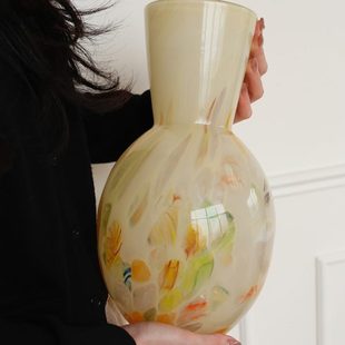 缤纷玻璃花瓶彩色中古轻奢高级感 ladylike 鲜花水培器皿客厅摆件