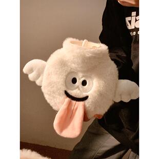 搞笑大舌头充水热水瓶小尺寸女性冬季可爱毛绒充水热水瓶适用于腹