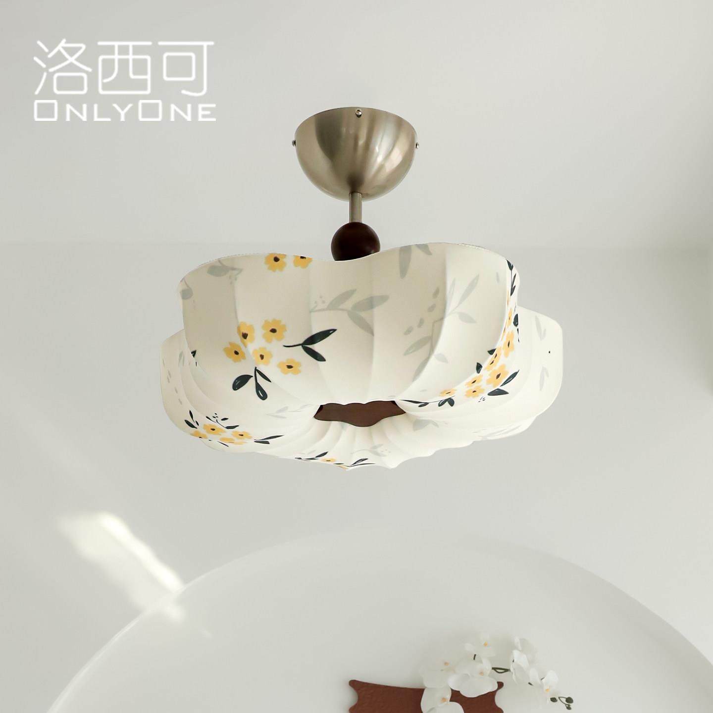 洛西可 复古法式奶油风吸顶灯布艺灯罩 南洋温馨花卉儿童卧室灯具,家装灯饰光源,餐厅/卧室/书房吸顶灯,淘宝优惠券,粉丝福利购,淘宝优惠卷