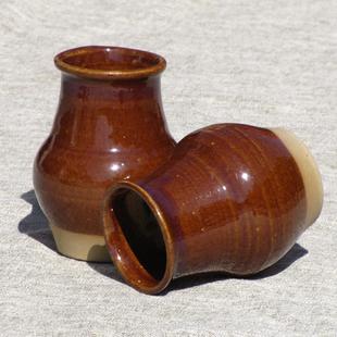 云南土陶罐 笔筒厨房收纳置物罐 手工制作土窑粗陶桌摆花插水培瓶