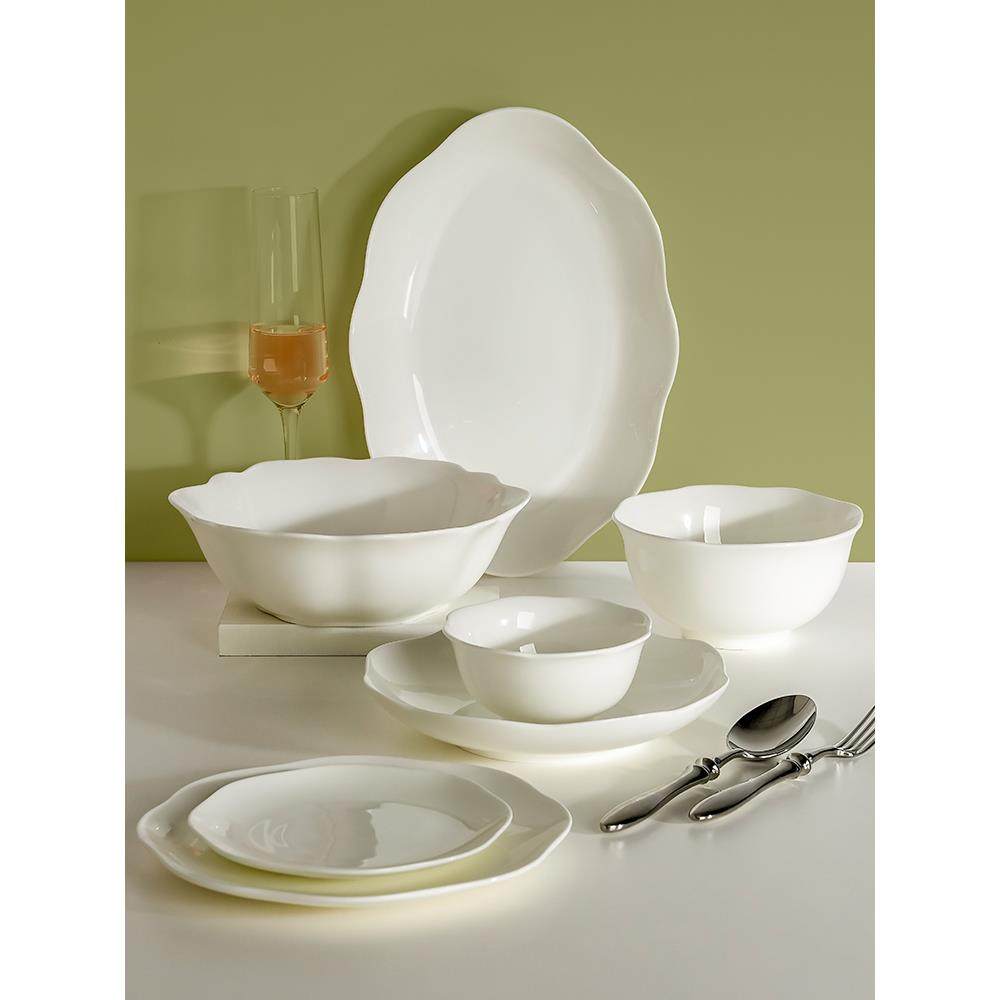 骨瓷餐具套装现代轻奢送礼高级感碗盘家用素雅中式白瓷乔迁之喜,餐饮具,餐具礼盒,淘宝优惠券,粉丝福利购,淘宝优惠卷