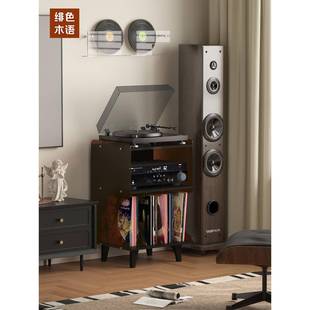 高级感落地黑胶唱片架大容量展示架置物架CD机收纳柜简约储物柜子