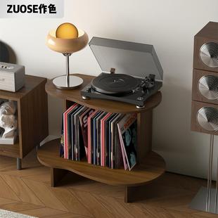 唱片机柜黑胶展示架唱片置物架落地cd碟片架子专辑光碟存放架书柜