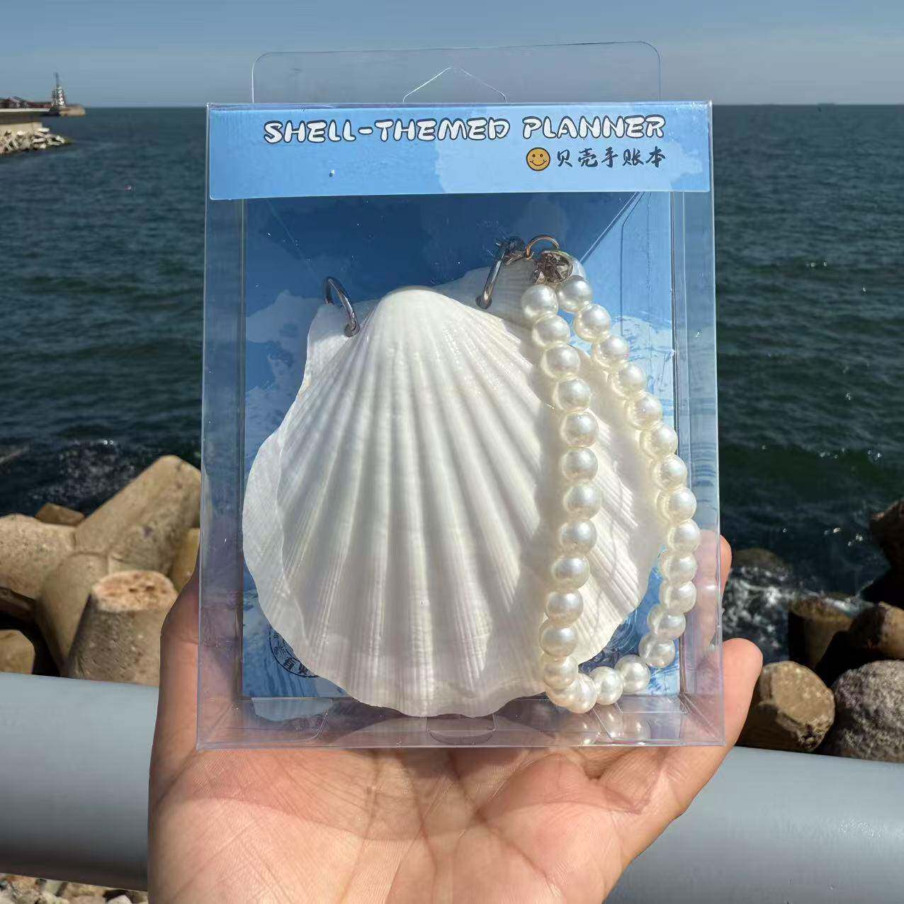 包邮贝壳活页手帐本ins风艺术杂志珍珠本手工双面小本子随身记录