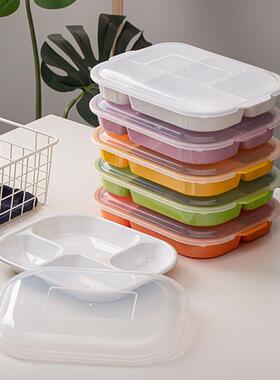 A5密胺学生配餐饭盒食堂PP可微波五格便当盒带盖分格餐盒快餐饭盘