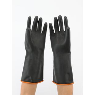 北塔牌乳胶手套36cm加长加厚耐酸碱黑色工业防化学劳保耐磨橡胶男