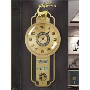 新黄铜客厅家庭无声挂钟进口机芯万年历挂钟收音机钟高端石英钟