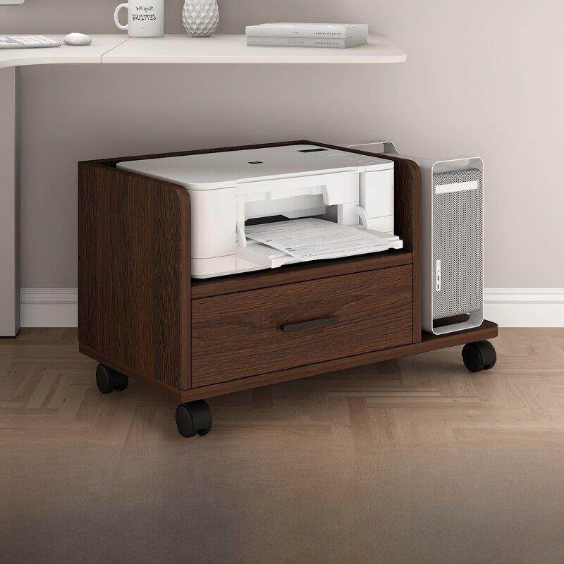 桌下置物架打印机架带抽屉床头柜支架主机银行收纳架移动柜子简约