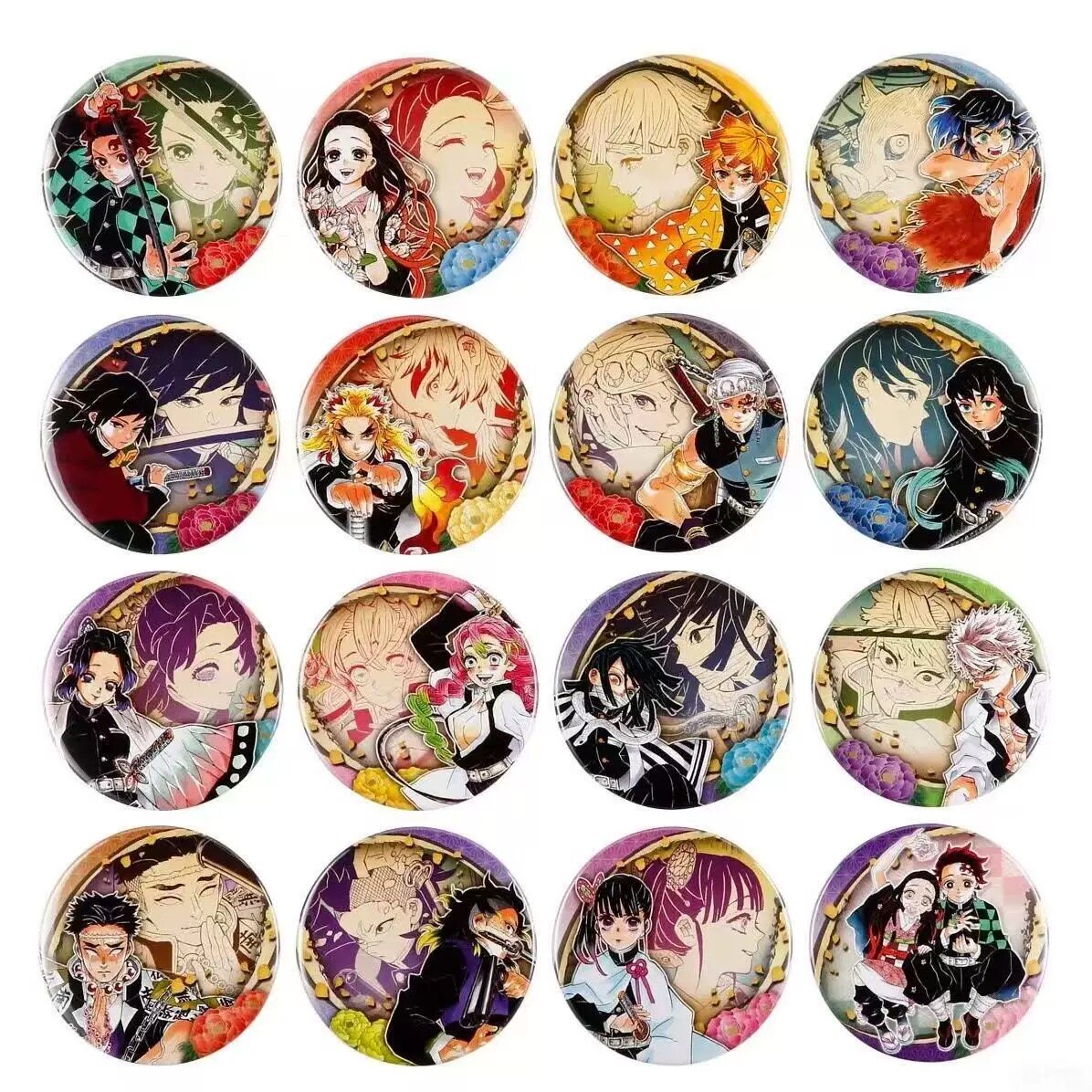 鬼灭之刃原画第六弹吧唧时透无一郎富冈义勇实弥蜜璃蝴蝶忍徽章