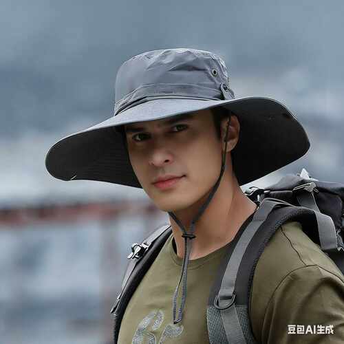 帽子男夏天渔夫帽防晒登山帽大沿户外春夏钓鱼帽大檐太阳帽遮阳帽