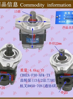 叉车配件 液压齿轮泵(13右2法兰）杭叉R#50-70N-CBHZA-F30-AF&