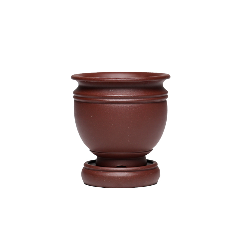 清香阁紫砂 全手工微型花盆 原配底座 桌面绿植花器 茶台清供赏器