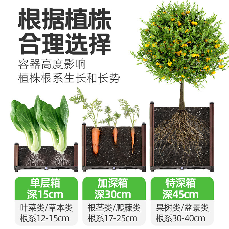 绿色种菜专用箱阳台蔬菜种植箱室外楼顶塑料花盆长方形家庭神器
