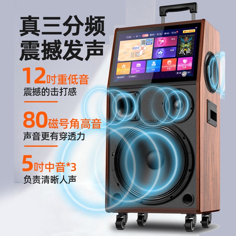 山水PC126广场舞音响带显示屏幕户外K歌便携式家用移动拉杆音箱