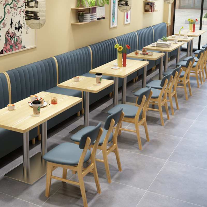 实木靠墙餐厅卡座沙发咖啡西餐厅火锅饭店甜品餐饮奶茶店桌椅组合