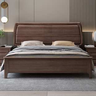 江西赣州南康实木床箱框结构1米5加床垫1900mm总长的胡桃木双人床