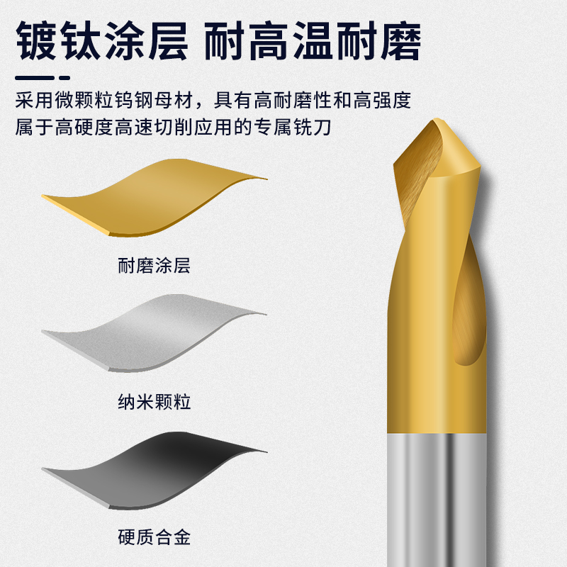 镀钛中心钻头定心钻90度加长定点孔倒角刀定位钻孔器不锈钢
