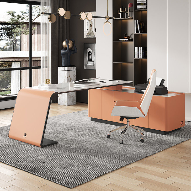 轻奢现代书桌岩板台式电脑桌办公室意式简约书房家用写字台,住宅家具,书桌,淘宝优惠券,粉丝福利购,淘宝优惠卷