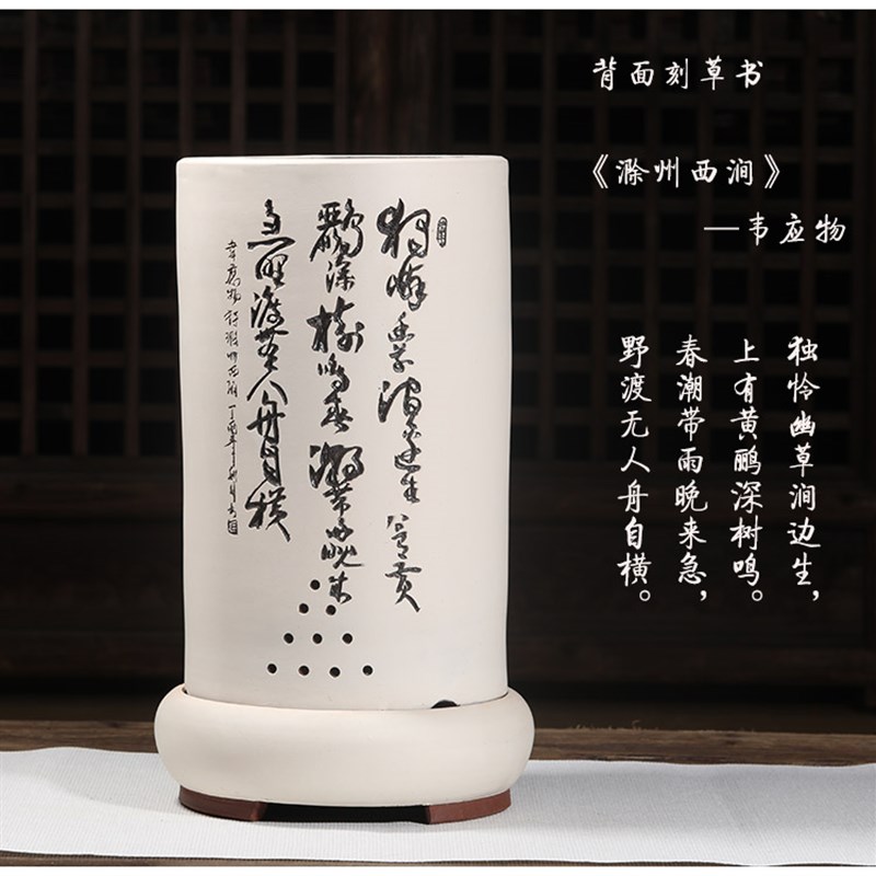 精品紫砂花盆花盆兰花盆圆形创意花盆大码高盆古典中国风
