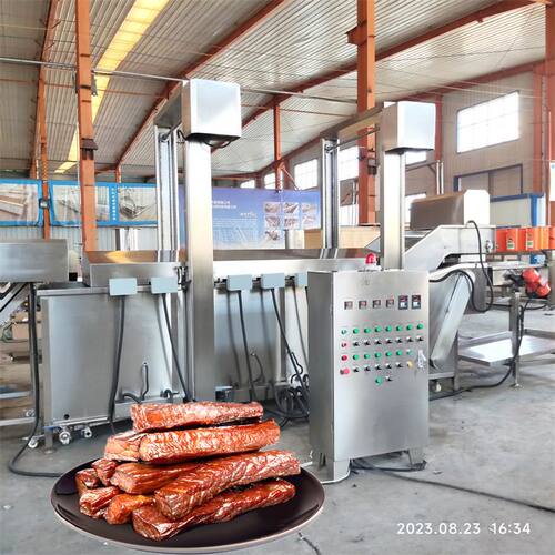 牛肉干油炸设备定制  牛肉干油炸线现货  鲜牛肉条油炸机大型