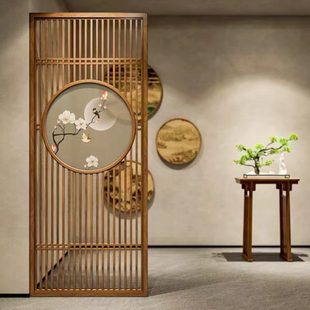 实木屏风隔断定制仿古门窗客厅玄关入户背景墙镂空栅栏花格 新中式