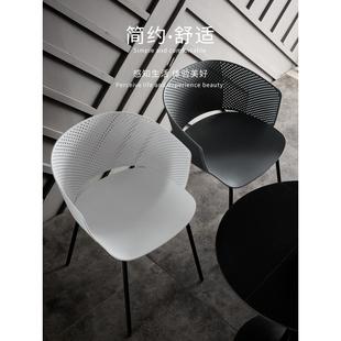 轻奢家用铁艺塑料靠背餐椅卧室梳妆台椅子镂空洽谈图书馆休闲椅