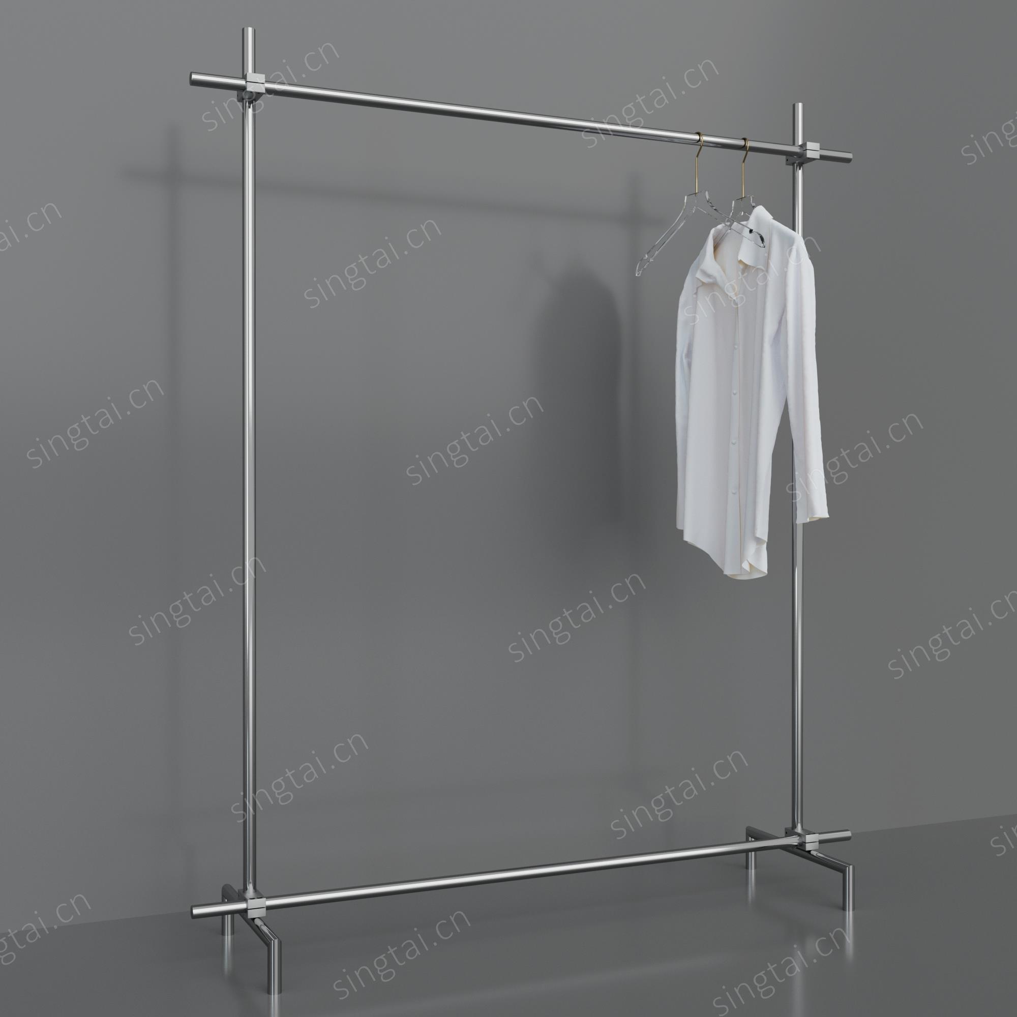 极简服装店展示架可升降挂衣架子不锈钢落地式侧挂架带滑轮陈列架