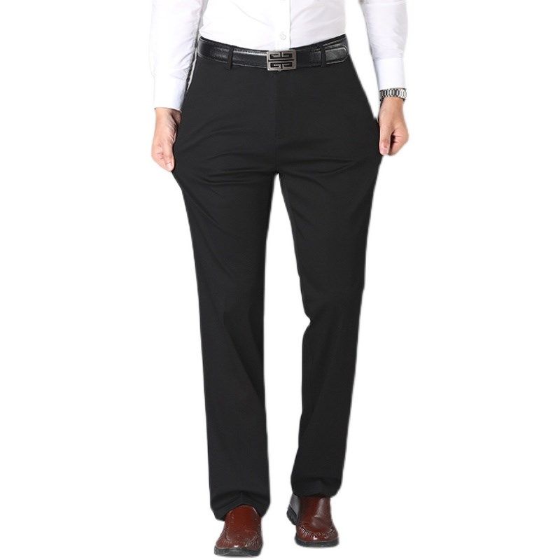 秋冬季厚款西装裤男士休闲裤中年男裤商务直筒加绒宽松爸爸长裤子