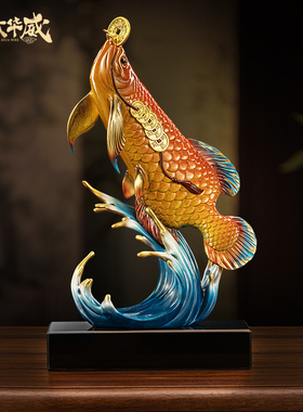 铜鱼摆件旺财聚财金龙鱼高端大气客厅酒柜办公室桌面书房装饰礼品