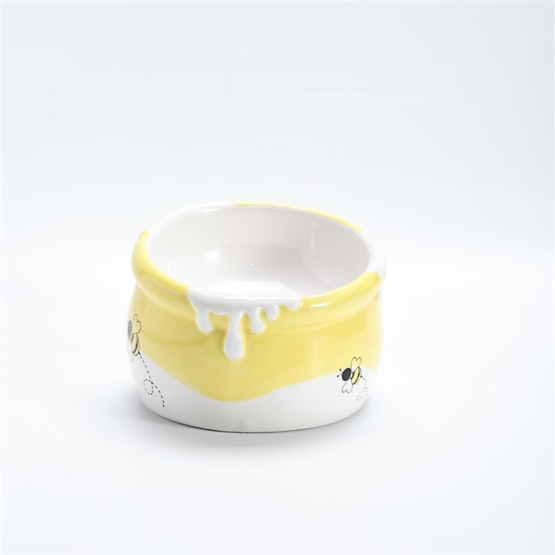 可爱蜜罐猫碗陶瓷宠物碗高脚护颈狗碗大口径喝水碗粮碗奶油双碗