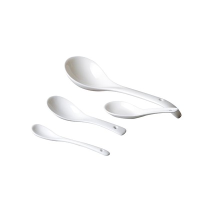 酒店餐厅专用陶瓷勺子纯白色商用家用大小汤勺饭勺咖啡勺调羹汤匙
